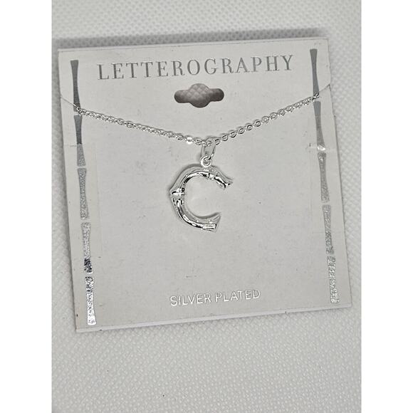 Silver Plated 'C' Initial Pendant Necklace Chic Stylish Fashion Shiny Trendy NWT - Picture 5 of 10